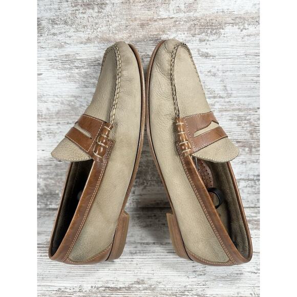 Men\'s G.H. Bass Weejuns Two-Tone Beige/Brown Leather Penny Loafers Sz 13D main image 12